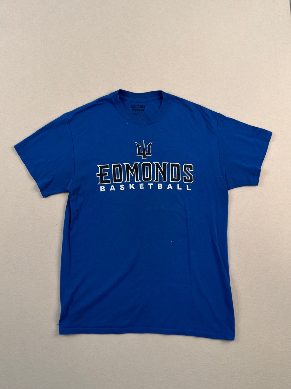 Edmonds Basketball Triton Nation Blue Graphic Tee Shirt Medium Y2K Sportswear